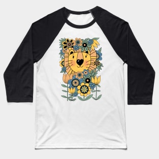 70s flower power lion Baseball T-Shirt